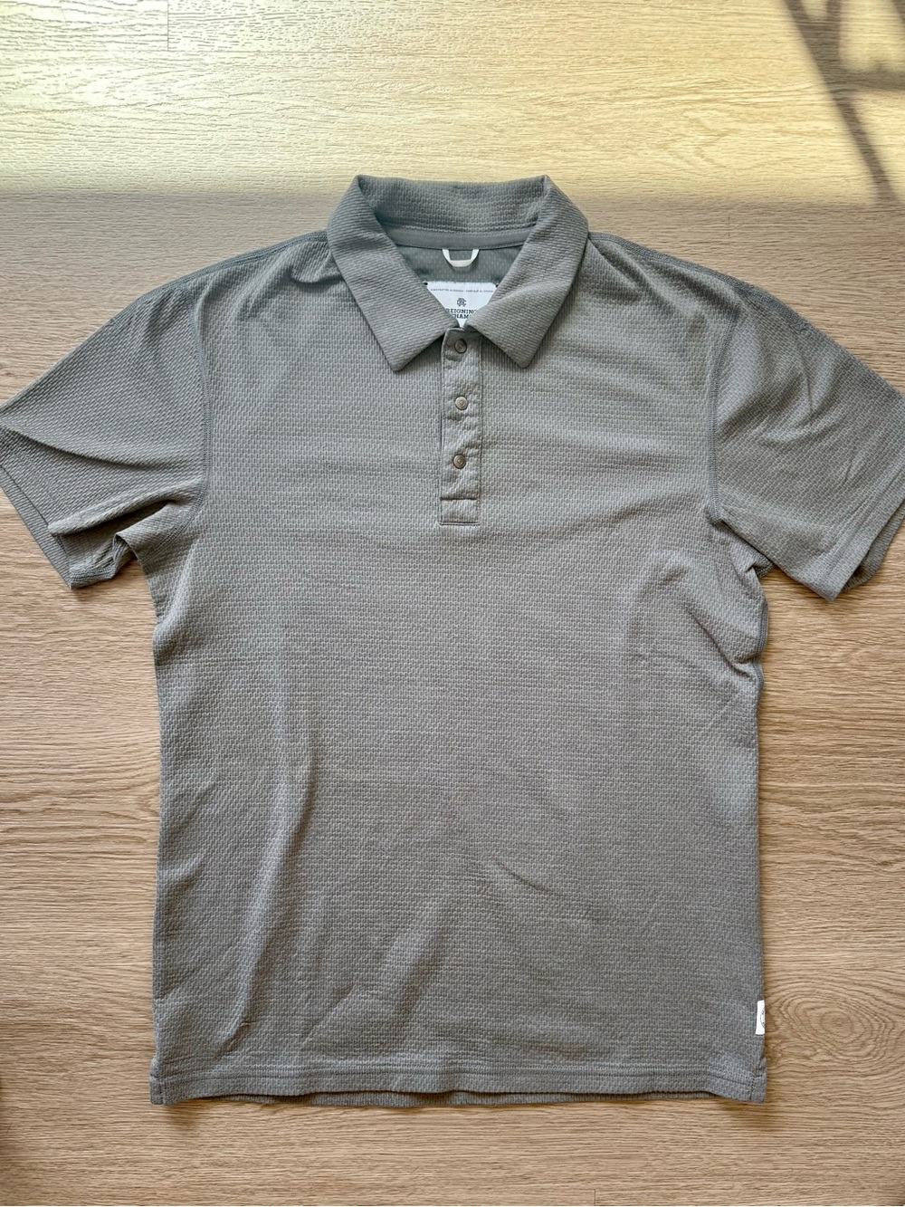 Reigning Champ Solotex Mesh Polo Quarry Grey Tech Shirt Men’s Size S